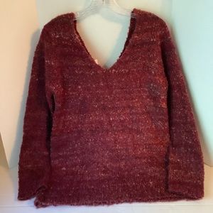 Market & Spruce Double V Neck Pullover Burgundy Size Medium New
